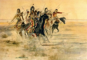  1894 Works - indian hunt 1894 Charles Marion Russell American Indians